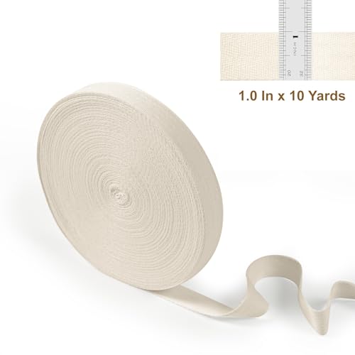 Cotton Twill Tape Ribbon 1 Inch Wide Tape Herringbone Webbing Roll Bias Binding Tapes for Sewing and DIY Crafts, Natural (Beige, 1 Inch, 10 Yards) - color: Beige, size: 1 Inch, 10 Yards
