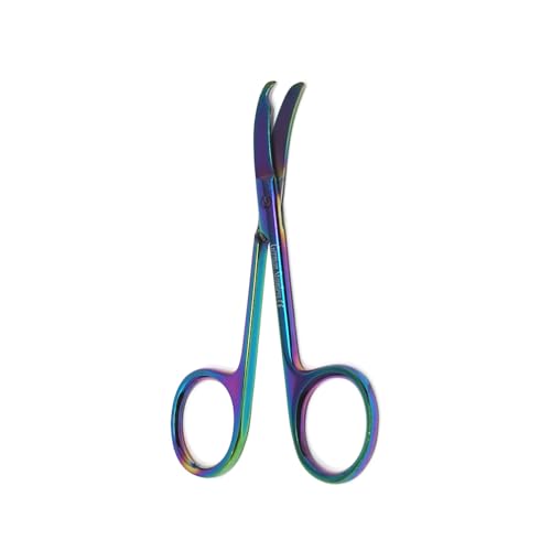 Small Scissors all Purpose, Sharp Mini Detail Craft Shears with Precision Angled One Hook Tip Design, Ideal for Thread Cutting, Sewing, Knitting, Embroidery, Stainless Steel Snips (Multicolor - 3.5") - color: Multicolor - 3.5"