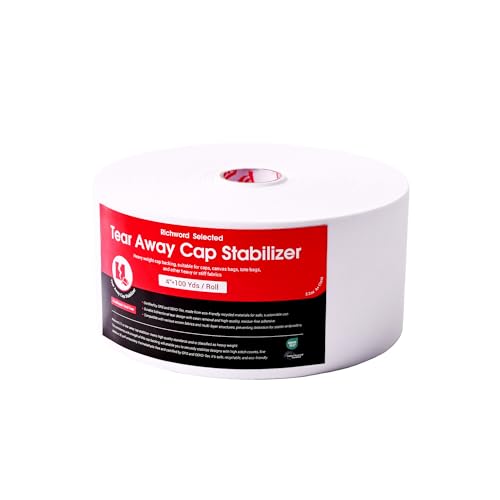 BAI Tear Away Cap Backing 3.2oz for Hat Embroidery, 4"x100yd Roll - color: 4"x100yd roll