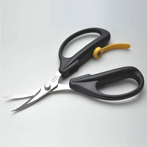 CANARY Spring Loaded Craft Scissors 6.3" [Curved Sharp Tips], Made in JAPAN, Razor Sharp Japanese Stainless Steel Blade, Black - size: Spring (Sharp -Curved-)