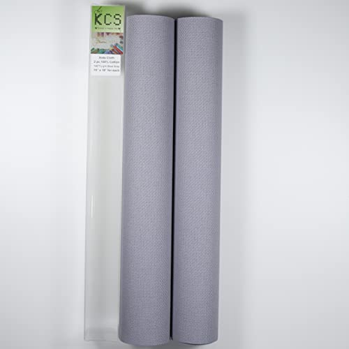 KCS 2 pc of 15" x 18" Counted Cross Stitch Cotton Aida Cloth Needlework Fabric (Light Steel Grey, 14CT) - color: Light Steel Grey, size: 14CT