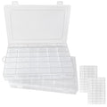 Guyuyii 2 PC 36 Grid Clear Bead Storage Containers with Adjustable Dividers - size: 2 Pack 36 Compartments