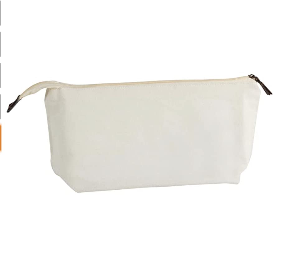 Juvale Canvas Makeup Bag - 6 Pack, 11.75 x 5.5 In, White Cotton - Travel Cosmetic & Toiletry Pouches with Zipper - Blank DIY Canvas Pouches for Crafting & Bridesmaid Gifts - size: 6 Count (Pack of 1)