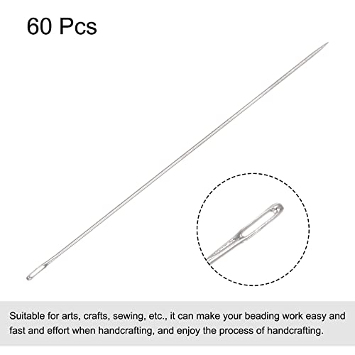 uxcell 60Pcs Beading Needles Fine Thin Long Straight Sewing Embroidery Threads Stainless Steel 2.17 Inch - size: 2.17 inch