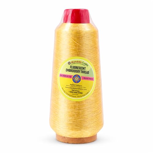 Mandala Crafts Metallic Goldenrod Embroidery Floss, 3281 YD Spool - color: Goldenrod, size: 3000M 3281 Yard
