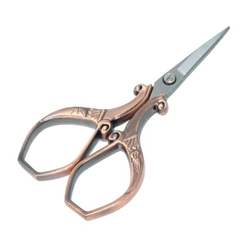 yueton Vintage Plumage Corner Angle Handle Needlework Embroidery Scissors (Copper)