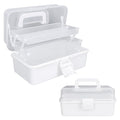 10Inch Tackle Box Organizer and Storage,Three-Layer Sewing Box With 2 Trays - color: White