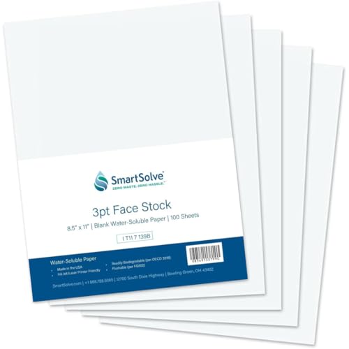 3 pt. Water-Soluble Paper | Dissolves Quickly in Water | Biodegradable | Eco-Friendly | Printer Compatible | Crafts, Drawing, Notes | Letter Size, 8.5” x 11” | Pack of 100 White Sheets - style: Pack of 100 sheets