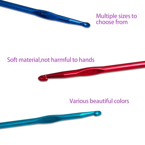 Coloured Crochet Hooks, 37 PCS Crochet Hook Set, High Quality Crochet Needles for Arthritic Hands, with Large-Eye Blunt Needles and Stitch Markers