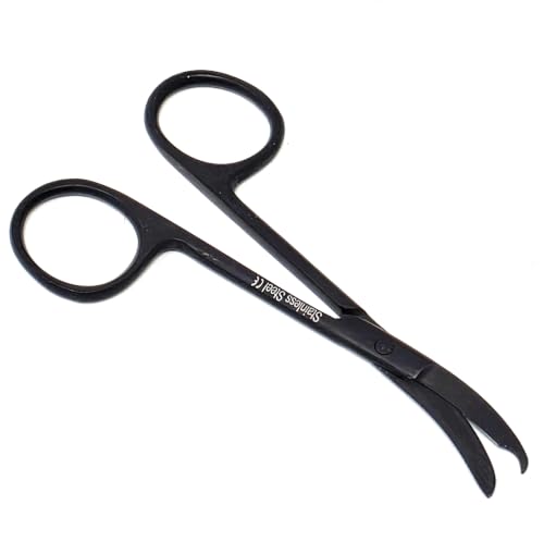 Premium Quality Suture Northbent Stitch Curved Scissors 3.5" (Black) - color: Black