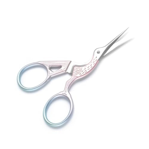 3.6" Sewing Embroidery Scissors with Artificial Leather Cover(Pink) - color: Pink