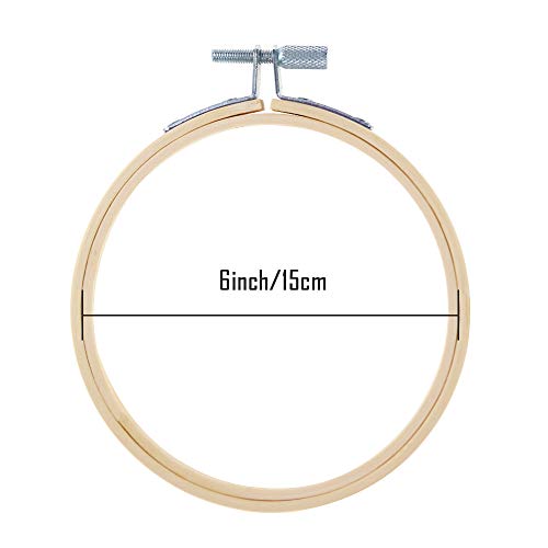 Pllieay 6 Pieces 6 inch Round Embroidery Hoops