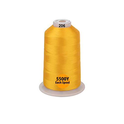 Simthread - 33 Selections - Various Assorted Color Packs of Polyester Embroidery Machine Thread Huge Spool 5500Y for All Sewing Embroidery Machines - Deep Gold - color: 3 Differ Gold