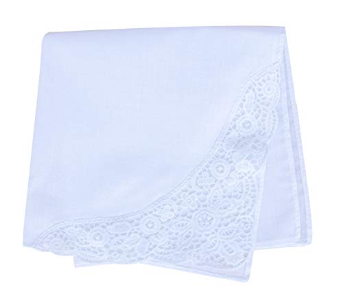 6 Pack of Ladies Embroidery Cotton Handkerchiefs Lace Wedding Hankies - color: F