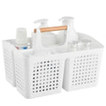 Portable Shower Caddy Basket with 3 Compartments and Handle, White - color: White