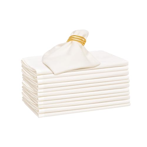 Reusable Cloth Dinner Napkins - 12 Pack, 18"x18", 100% Cotton, Washable, Ivory Napkins - Cream Flour Sack Cotton with Multiple Uses, Easy to Personalize and Embroider (Off-White) - color: Off-white