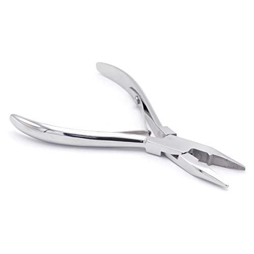 Professional Hair Extension & Beading Tool Kit Remove Plier Set for beads (4 Piece) I-Link Micro Ring Loop Needle Pulling Hook Threader Wire for Silicone Rings (Silver) - color: Silver
