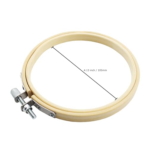 Lamvbls 4 inch Embroidery Hoops Set, Adjustable Bamboo Circle Cross Stitch Hoop Ring Round Wood Embroidery Hoops, Wooden Embroidery Frames - size: 4 inch