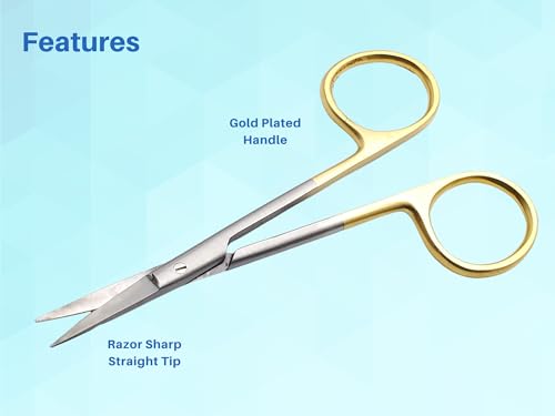 ARTMAN INSTRUMENTS 4.5" Straight Iris Dissecting Scissors | Extra Sharp | Gold Plated Handle | Precision Cutting for Dissection, Lab, Dental, Surgical, Art & Craft Use | Fine-Tip for Delicate Work