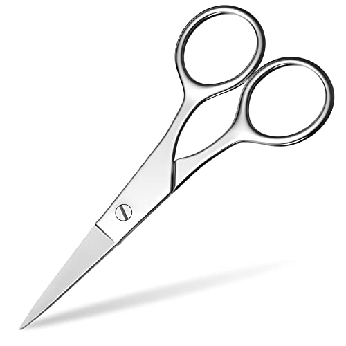 Nose Hair Scissors Eyebrow Scissors Sharp Tip Professional Grooming Scissors Stainless Steel Small Trimming Scissors for Eyelashes Mustache Facial Hair Sewing Embroidery AsonTao - style: Small scissors -Tip design