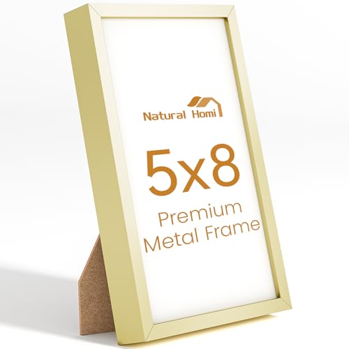 5x8 Aluminum Metal Picture Frame,Tempered Glass Gold Photo Frame 5x8 for Family Photo,Posters,Art,Document to Wall Mount Horizontally or Vertically - size: 5x8