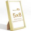 5x8 Aluminum Metal Picture Frame,Tempered Glass Gold Photo Frame 5x8 for Family Photo,Posters,Art,Document to Wall Mount Horizontally or Vertically - size: 5x8