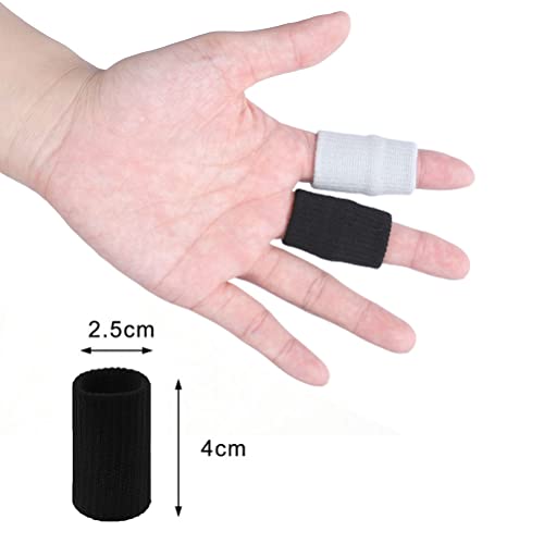20 Pcs Finger Sleeves Protectors, Elastic Sport Finger Sleeves, Black/Grey - color: Black,grey