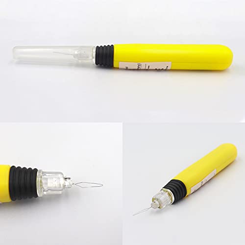 2 Pieces LED Needle Threader Sewing Tools Illuminated Threader Manual Threader with Light Sewing Machine Needle Threader(Batteries Included)