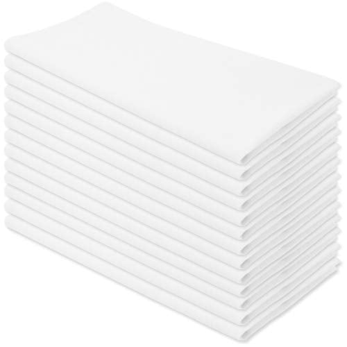 Aunti Em's Kitchen Flour Sack Dish Towels - Natural Cotton for Embroidery and Drying Glass, Hand, Dinnerware - Plain, Thick, Zero-Lint - Highly Absorbent - Set of 13, 27 x 27 Inch, White - color: White