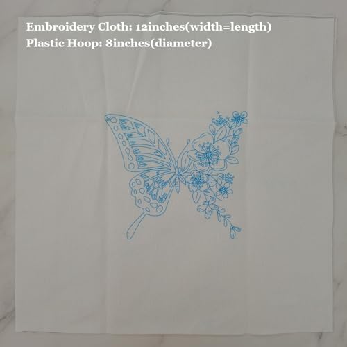 Esffaci Embroidery Starter Kit for Adult Beginner with Butterfly Flower Pattern Hand Embroidery Set with Cloth Hoop Needle Threader Floss and Instruction - color: Yellow