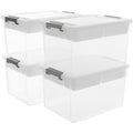 Citylife 32QT 4Packs Clear Craft Organizers and Storage Box with Tray - size: 32 Qt- 4 Pack