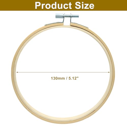 Unlorspy 5 Inch Circle Embroidery Hoops, Round Wood Bamboo, 6Pcs - size: 5"