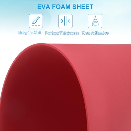 PATIKIL EVA Foam Sheet 10Pcs 12x8 Inch 2mm Thick Red - color: Red