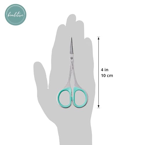 Beaditive Sewing and Embroidery Scissors Set (2 Pc.) Curved and Straight, Sharp, Stainless-Steel Design | Precision Tips, Ergonomic Rubber Handle Grip | Small, Compact DIY Use (1 Curved, 1 Straight) - color: 1 Curved, 1 Straight