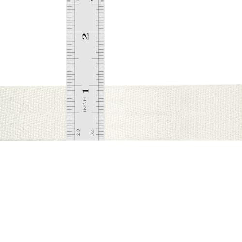 Cotton Twill Tape Ribbon 1 Inch Wide Tape Herringbone Webbing Roll Bias Binding Tapes for Sewing and DIY Crafts, Natural (White, 10 Yards) - color: White, size: 1 Inch, 10 Yards