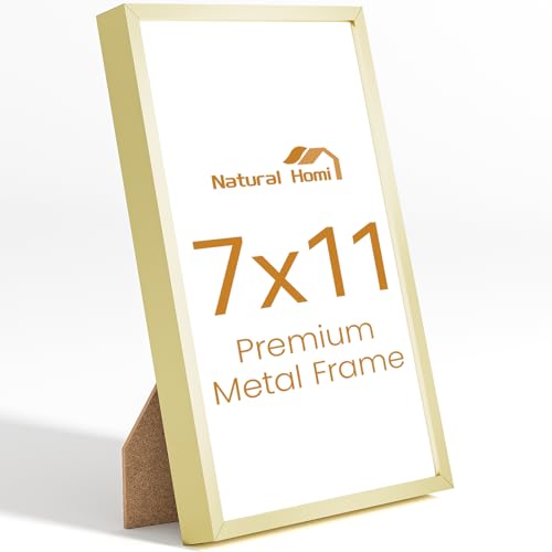 7x11 Aluminum Metal Picture Frame,Tempered Glass Gold Photo Frame 7x11 for Family Photo,Posters,Art,Document to Wall Mount Horizontally or Vertically - size: 7x11