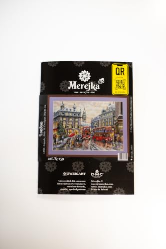 Merejka Counted Cross Stitch Kit for Adults – London K-159 | DMC Threads & Zweigart Aida 16 Fabric | 34 Colors | 12×16 in (30×40 cm)