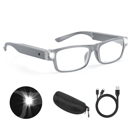 200% Magnifying Glasses with Light, USB Rechargeable LED Reading Glasses - color: Black-1