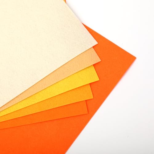 Whaline 18Pcs Orange Felt Fabric Sheets Soft Thick Assorted 6 Colors Craft Felt Pack for Fall Thanksgiving DIY Crafts Sewing Patchwork Art Projects, 7.9 x 11.8 Inch - color: Orange