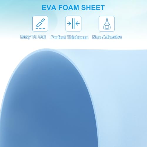 PATIKIL EVA Foam Sheet 10Pcs 12x8 Inch 2mm Thick Light Blue - color: Light Blue