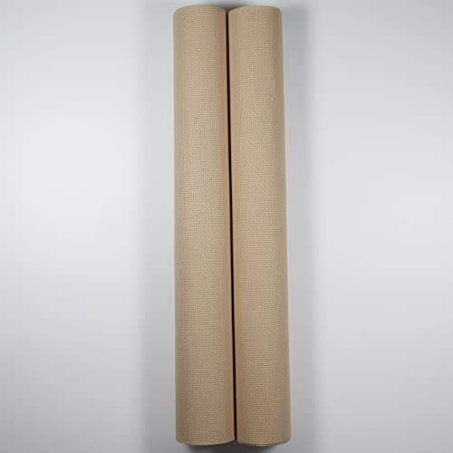 KCS 2 pc of 15" x 18" Counted Cross Stitch Cotton Aida Cloth Needlework Fabric (Khaki, 14CT) - color: Khaki, size: 14CT