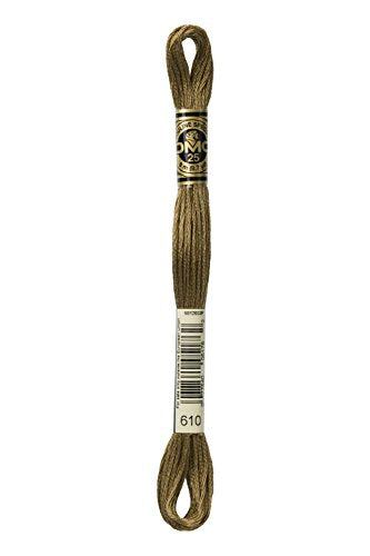 DMC 117-610 Six Stranded Cotton Embroidery Floss, Dark Drab Brown, 8.7-Yard