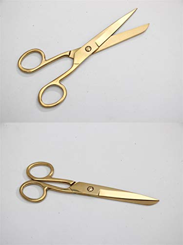 NatSumeBasics 7" Gold Scissors, Sharp Tailor Craft Office Shears - color: Gold
