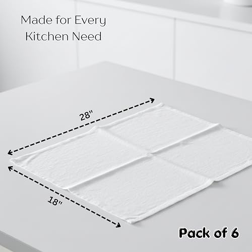 Flour Sack Towels - Tea Towel for Crafts, Kitchen Dish Cotton Blank Towel for Embroidery, Baking Bread Proofing Linen Cover, Super Absorbent Quick Dry (White, 18"x28" Pack of 6) - size: 18"x28" Pack of 6