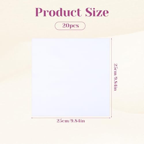 20 Pcs Embroidery Fabric, 10x10 Inch Pre-Cut White Cotton Fabric Squares, Quilting Squares Bundle Layer Cakes Embroidery Cloth for Garment Craft DIY Craft Sewing Making (White)