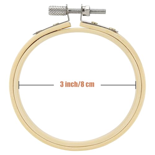 Yorwex 12 Pieces 3 Inch Embroidery Hoops Adjustable Wooden Circle Cross Stitch Hoop Ring for Art Craft Handy Sewing and Christmas Ornaments - style: 3 inch