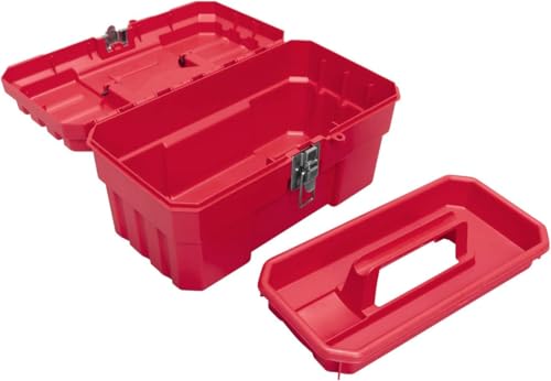 Akro-Mils 14-Inch Plastic Toolbox with Removable Tray, Steel Latch & Padlock Eye, Heavy Duty Tool Box for Tools, Crafts, First Aid & Hobby Supplies, 14" x 8" x 8", Made in USA, 6-Pack, Red (09514) - color: Red, size: 6-Pack