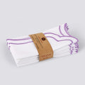 NATURALCRAFT Scalloped Cloth Napkins 18x18 in - White Edges Purple - color: White Napkin With Lavender Edges, size: 18" x 18" (Set of 6)
