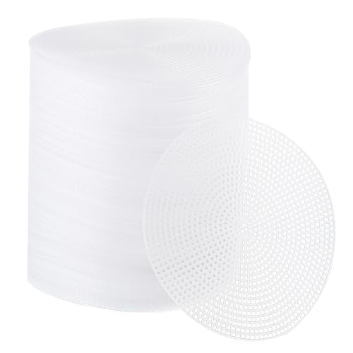 PATIKIL 5.8" Round Circle Plastic Canvas Mesh Sheets, 100 Pcs Eye Mesh for Embroidery 2mm Holes with Needlepoint Blank for DIY Crafting Wreathing Coasters Card Holder - size: 5.8"