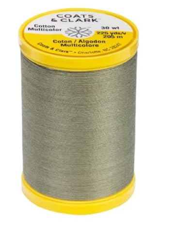 Coats & Clark Cotton All Purpose Sewing Thread 100% Mercerized Cotton 225 Yards Each Spool S970 2 Pack Bundle with 3 Bella's Crafts Needle Threaders (Green Linen) - color: Green Linen
